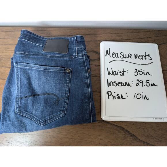 Mavi Jeans Jake Slim Leg Mens 34x32 Blue Dark Wash Distressed - Picture 9 of 9